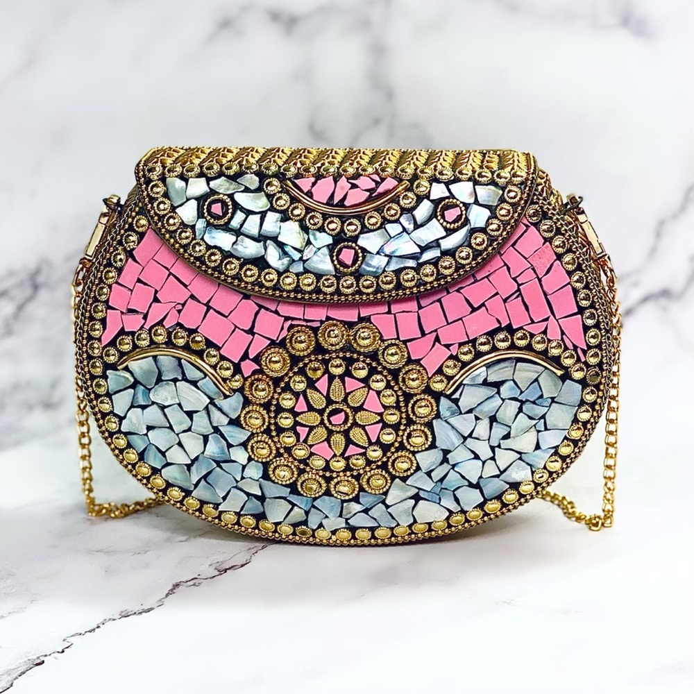Mosaic Pink and Blue Clutch